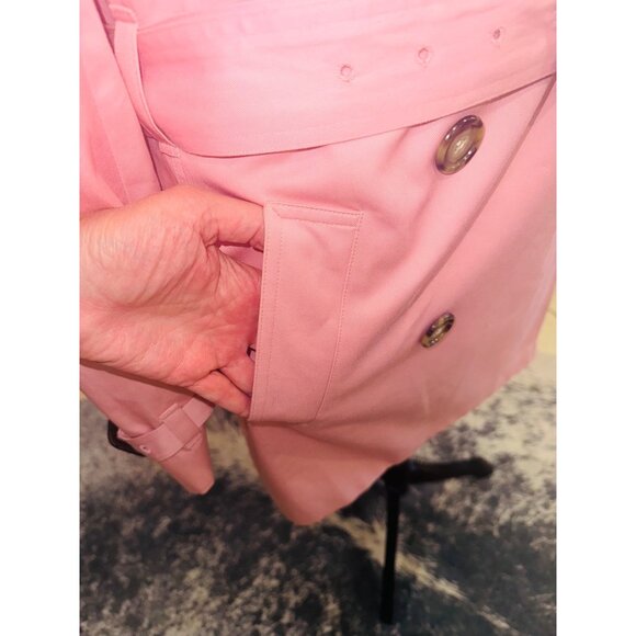 Jones New York Signature Pink Double-Breasted Trench Coat L Barbie Legally Blond - Picture 12 of 13